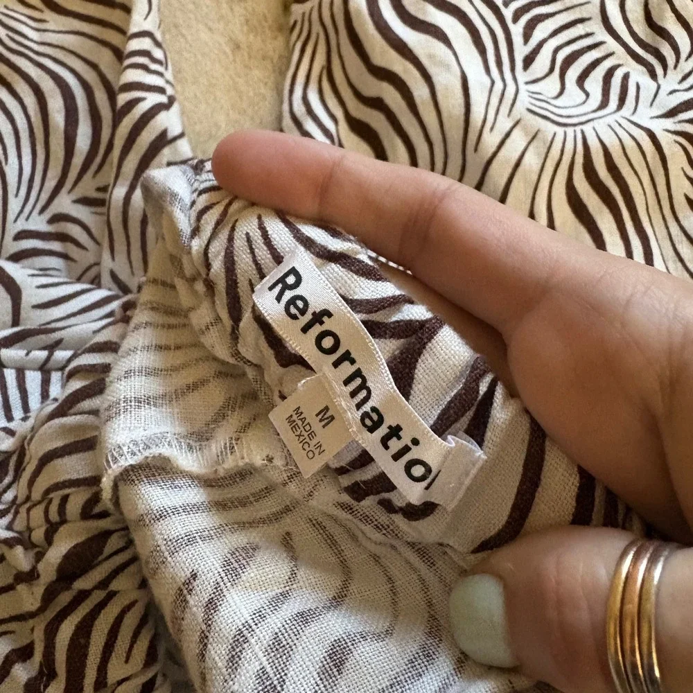REFORMATION‎ Olina Linen Pants In Optical Size Medium Wide Leg